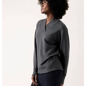 Athleta Clarity Charcoal Gray V-Neck Sweatshirt